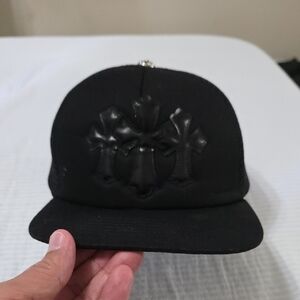 Chrome Hearts Black Mesh Interior Snapback Cap with Logo Taping